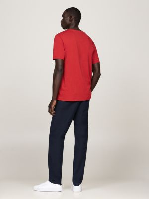 red flag embroidery crew neck t-shirt for men tommy hilfiger