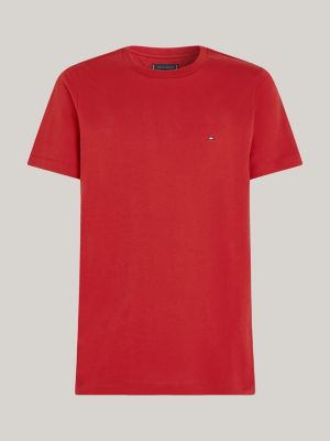 red flag embroidery crew neck t-shirt for men tommy hilfiger