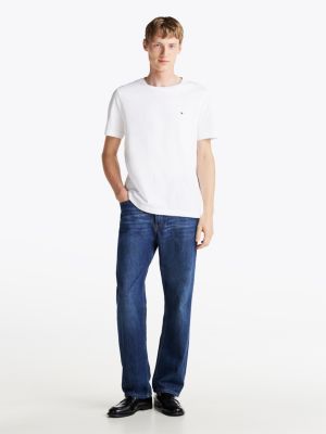 white flag embroidery crew neck t-shirt for men tommy hilfiger