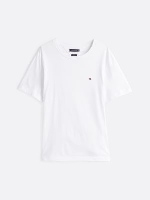 weiß rundhals-t-shirt mit aufgestickter flag für herren - tommy hilfiger