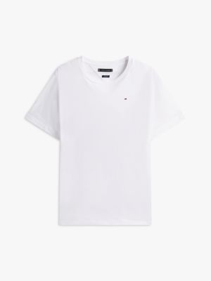 white flag embroidery crew neck t-shirt for men tommy hilfiger