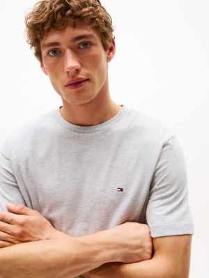 grey flag embroidery crew neck t-shirt for men tommy hilfiger