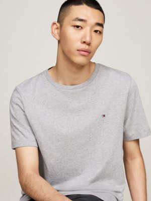 grey flag embroidery crew neck t-shirt for men tommy hilfiger