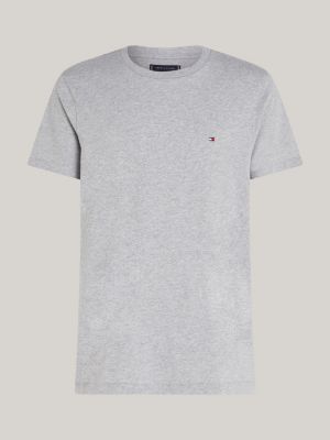 t-shirt chiné à col ras-du-cou gris pour hommes tommy hilfiger