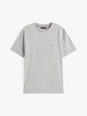 szary t-shirt z okrągłym dekoltem i flagą dla mężczyźni - tommy hilfiger