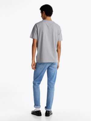 t-shirt chiné à col ras-du-cou gris pour hommes tommy hilfiger