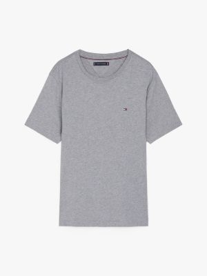 grey crew neck heathered t-shirt for men tommy hilfiger