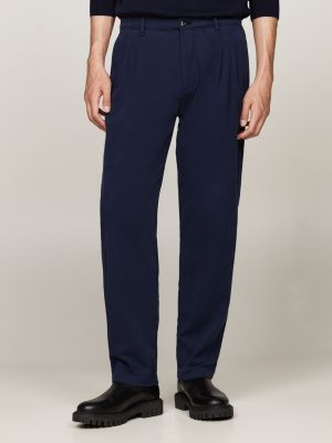 blue brushed twill tapered chinos for men tommy hilfiger