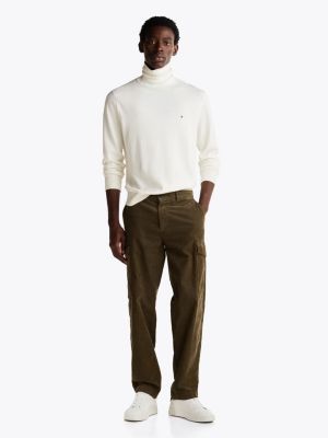 pantaloni cargo in velluto tinti in capo khaki da uomini tommy hilfiger