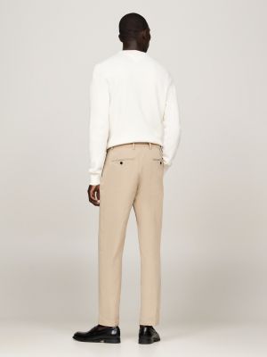 chino droit denton infroissable beige pour hommes tommy hilfiger