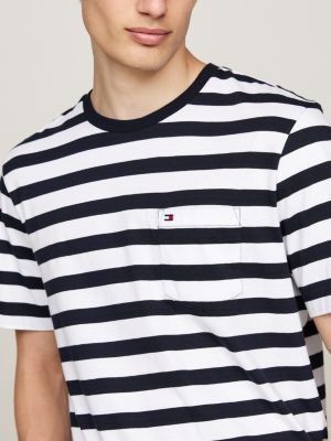 blau regular fit t-shirt mit brusttasche für herren - tommy hilfiger