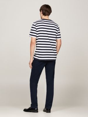 blau regular fit t-shirt mit brusttasche für herren - tommy hilfiger