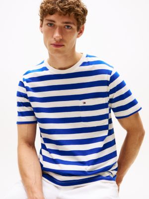 t-shirt regular fit con tasca sul petto multicolore da uomini tommy hilfiger