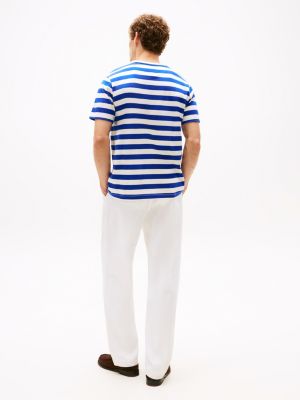 t-shirt regular fit con tasca sul petto multicolore da uomini tommy hilfiger