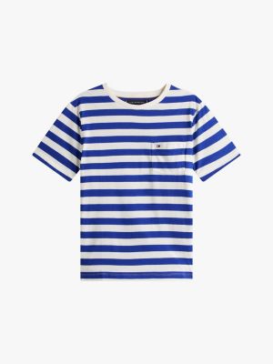 t-shirt regular fit con tasca sul petto multicolore da uomini tommy hilfiger