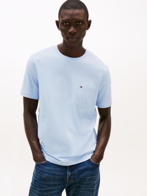 blue regular fit t-shirt met borstzak voor heren - tommy hilfiger