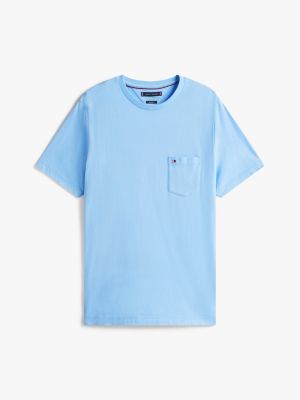 blue patch pocket crew neck t-shirt for men tommy hilfiger