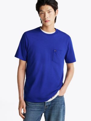 blue regular fit t-shirt met borstzak voor heren - tommy hilfiger