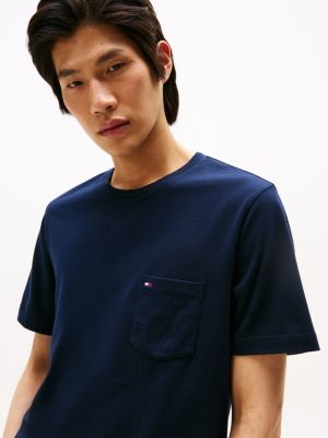 blue patch pocket t-shirt for men tommy hilfiger