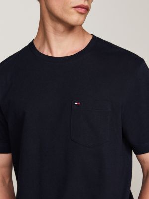 blue patch pocket t-shirt for men tommy hilfiger