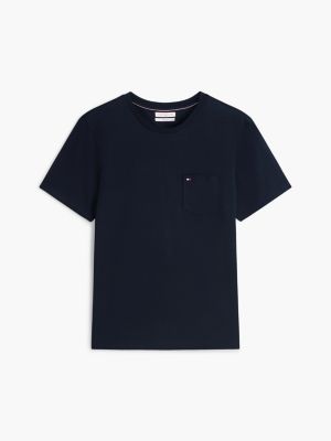blue patch pocket jersey crew neck t-shirt for men tommy hilfiger