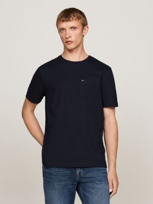 blue patch pocket t-shirt for men tommy hilfiger