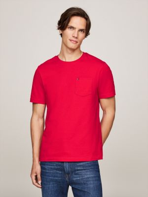 t-shirt con tasca applicata red da uomini tommy hilfiger