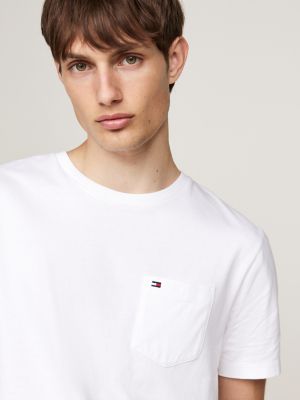 wit t-shirt met opgestikte zak voor heren - tommy hilfiger