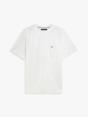 white patch pocket crew neck t-shirt for men tommy hilfiger