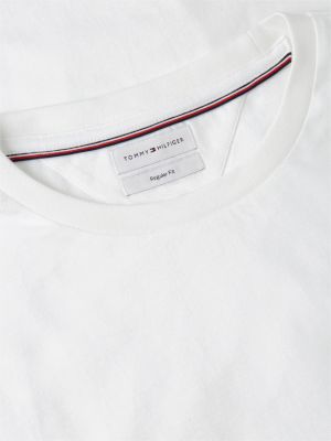 t-shirt en jersey à poche plaquée blanc pour hommes tommy hilfiger