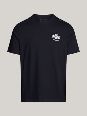 t-shirt à logo brodé bleu pour hommes tommy hilfiger