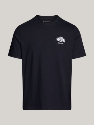 t-shirt con logo ricamato blu da uomini tommy hilfiger