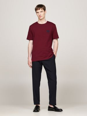 t-shirt à logo brodé violet pour hommes tommy hilfiger