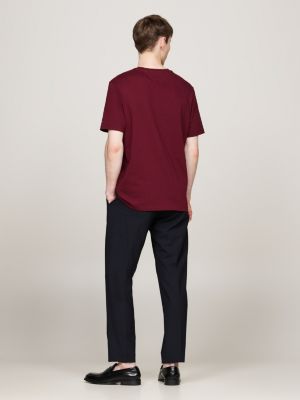 t-shirt à logo brodé violet pour hommes tommy hilfiger
