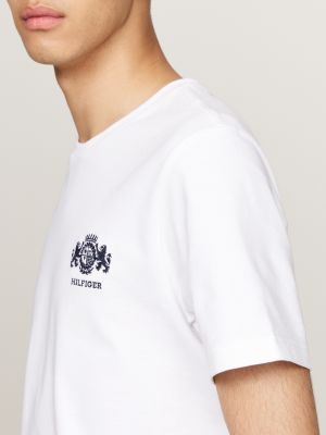 camiseta con logo bordado blanco de hombres tommy hilfiger