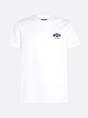 camiseta con logo bordado blanco de hombres tommy hilfiger