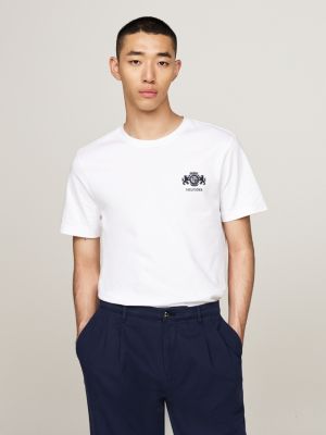 white logo embroidery t-shirt for men tommy hilfiger