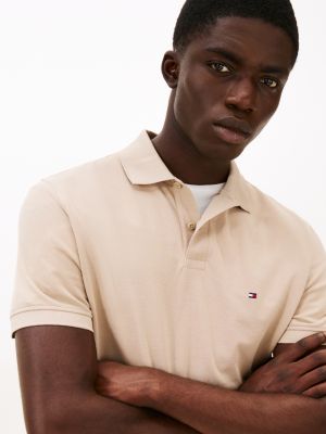 beige performance th flex regular polo voor heren - tommy hilfiger