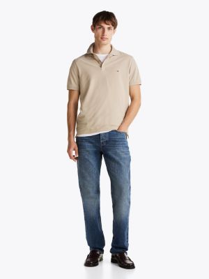 beige sport th flex regular polo voor heren - tommy hilfiger