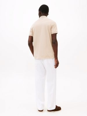 beige performance th flex regular polo voor heren - tommy hilfiger