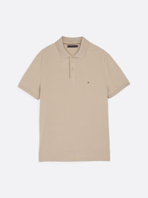 beige sport th flex regular polo voor heren - tommy hilfiger