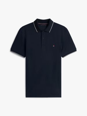 polo performance regular fit in jersey blu da uomini tommy hilfiger