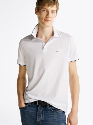 white performance th flex regular fit stretch-poloshirt für herren - tommy hilfiger