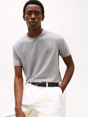 grey performance knit crew neck t-shirt for men tommy hilfiger