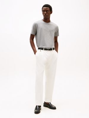 grey performance knit crew neck t-shirt for men tommy hilfiger