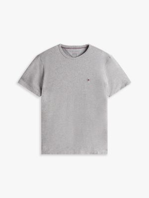 grey performance knit crew neck t-shirt for men tommy hilfiger
