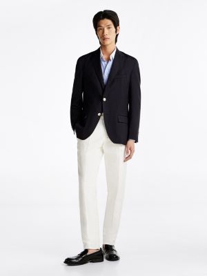 blazer monopetto th x festive in pura lana blu da uomini tommy hilfiger