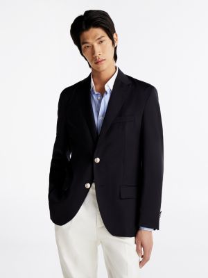 blue th x festive single breasted pure wool blazer for men tommy hilfiger