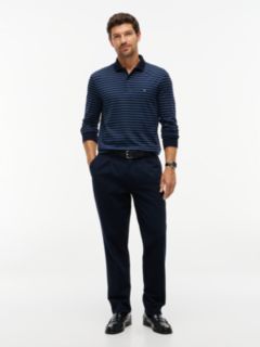 Fluid Cotton Long Sleeve Polo Shirt — Blue 2