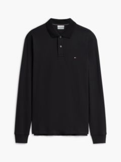 Fluid Cotton Long Sleeve Polo Shirt — Black 6